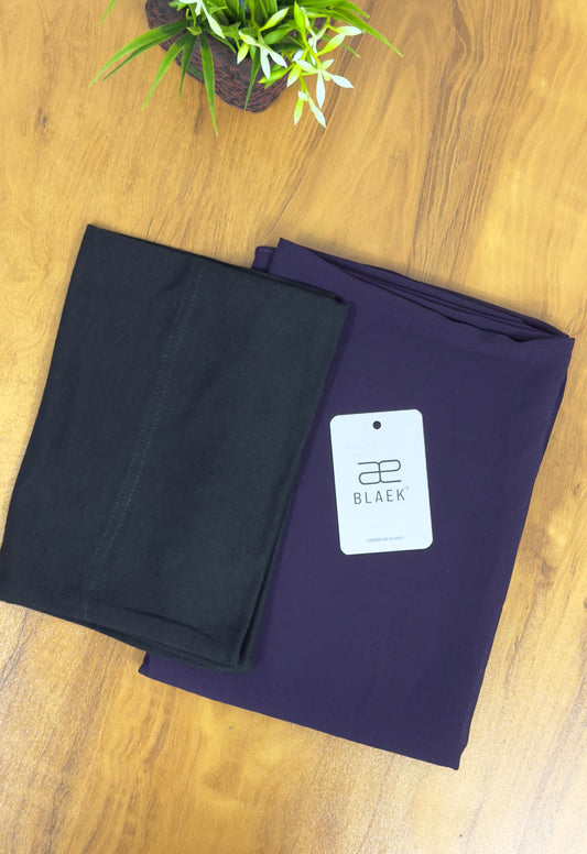 Deep eggplant slider mag hijab with a bold black cap for a rich contrast.