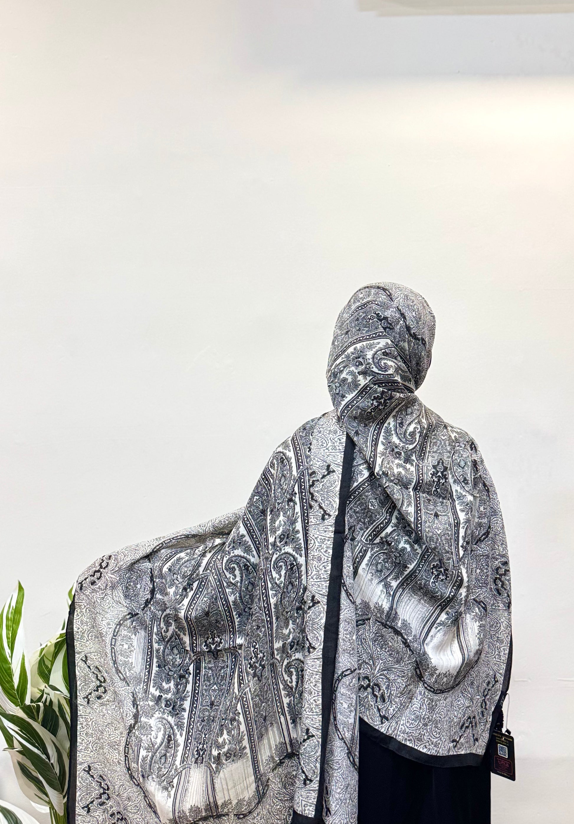 carbon black pashmina hijab