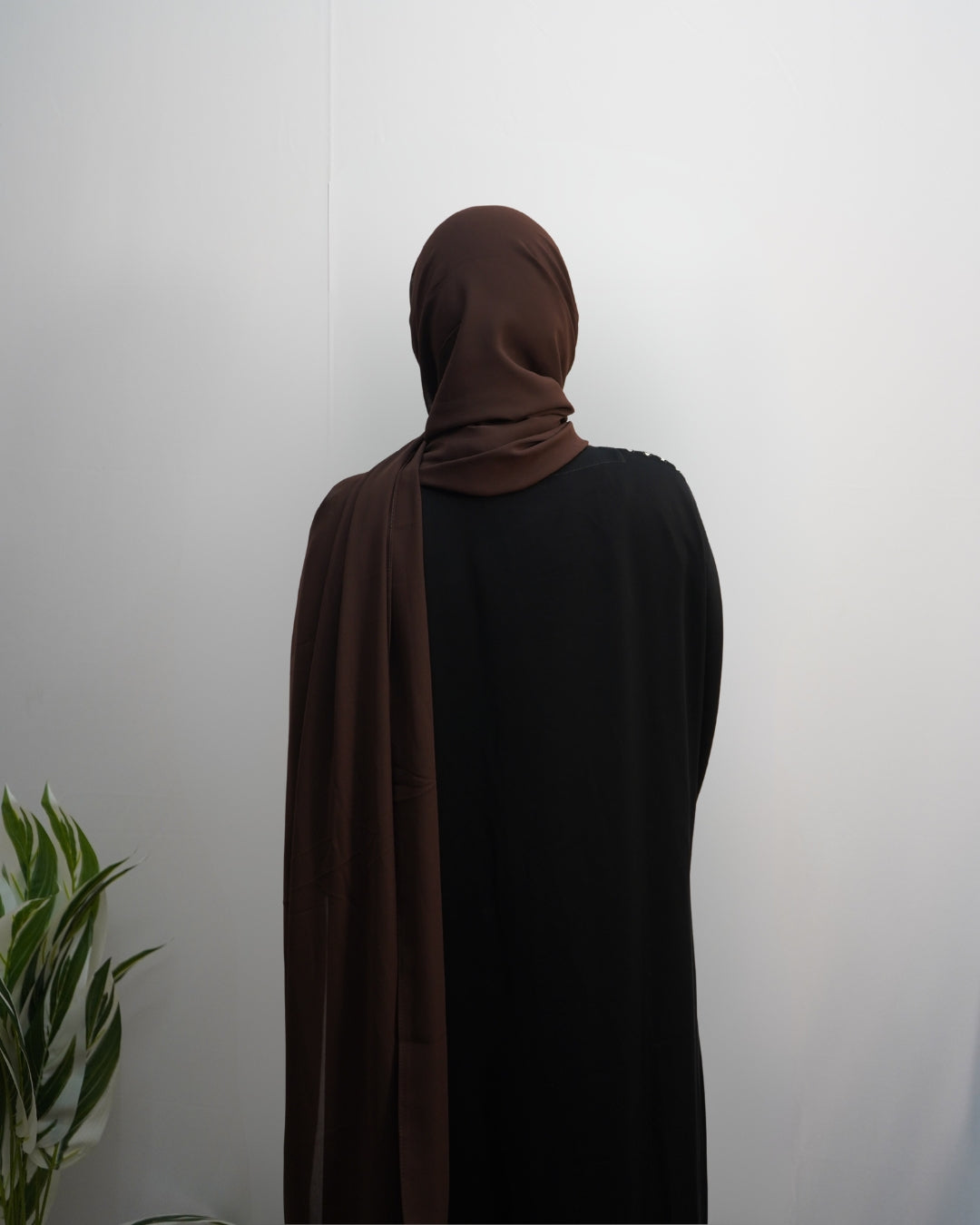 Soft breathable Indian chiffon hijab in mocha brown for daily wear.