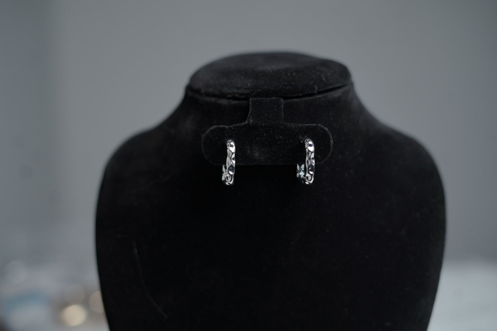 Molten Wave Square Hoops close-up – showing wavy texture.