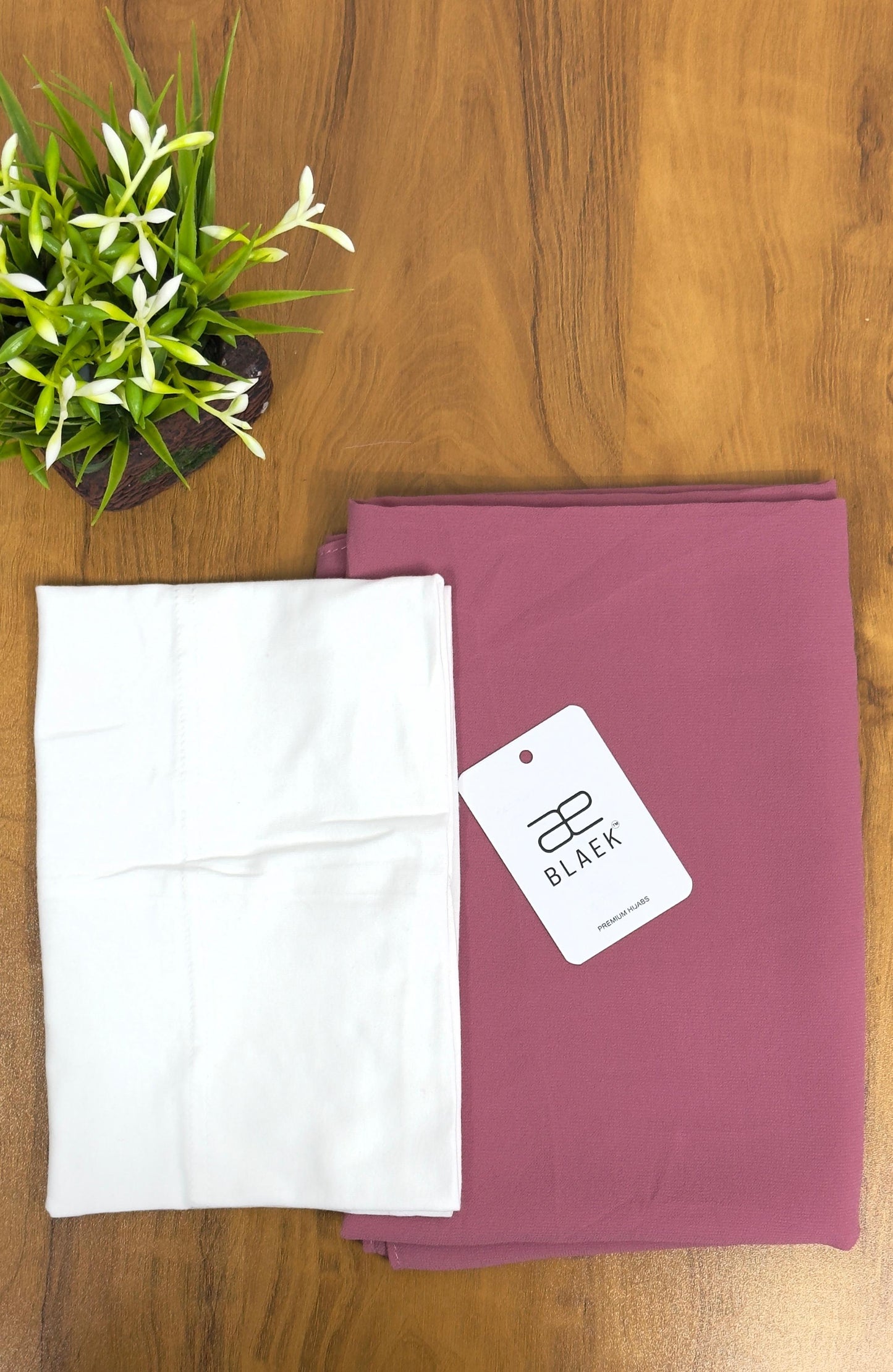 Instant Hijab - White & Puce