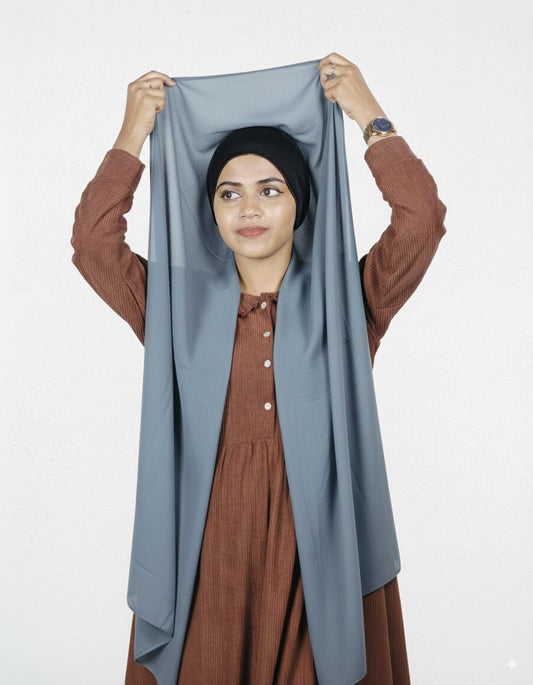 Instant Hijab -  Smoke with Black Cap