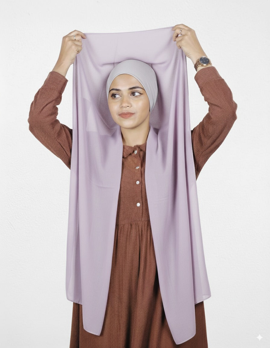 Instant Hijab - Lavender with Silver Cap