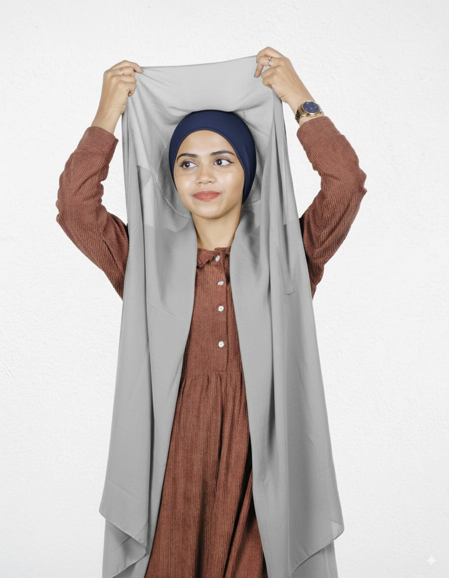 Slider Mag Hijab - Silver with NavyBlue Cap