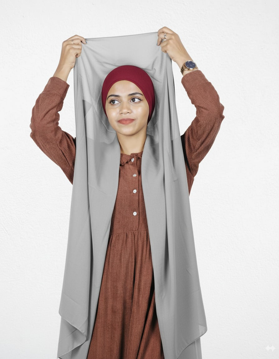 Slider Mag Hijab - Silver with Cherry Cap