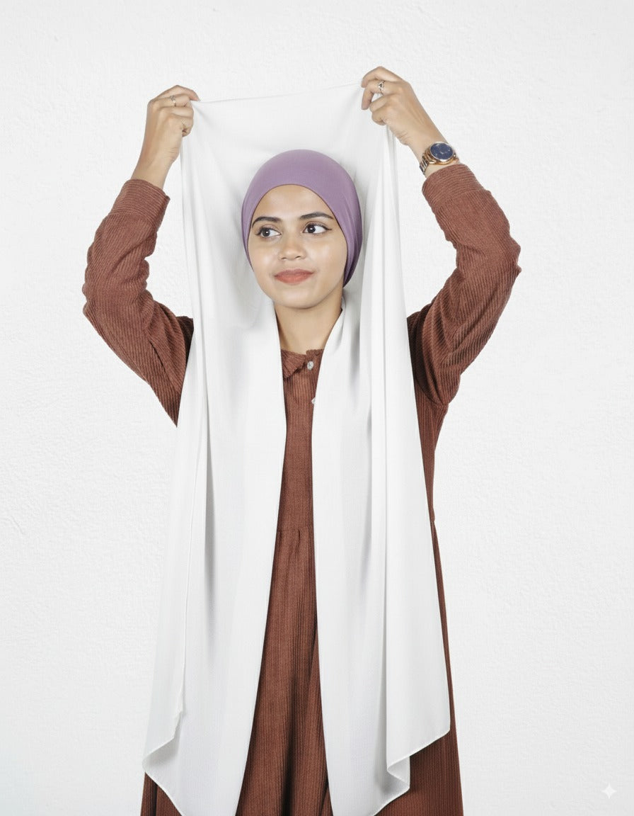 Slider Mag Hijab - White with Lavender Cap