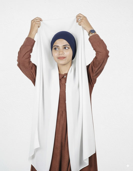 Slider Mag Hijab - White with Navy Blue Cap