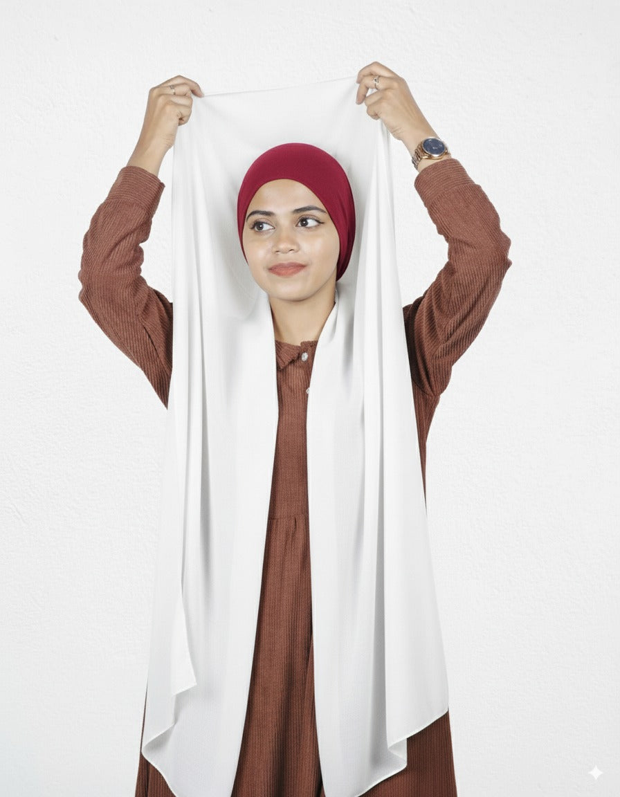 Slider Mag Hijab - White with Cherry Cap
