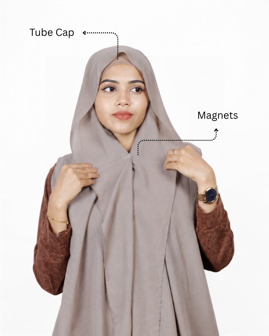 Slider Mag Hijabs in various colors, featuring a magnetic closure for easy and secure wear.