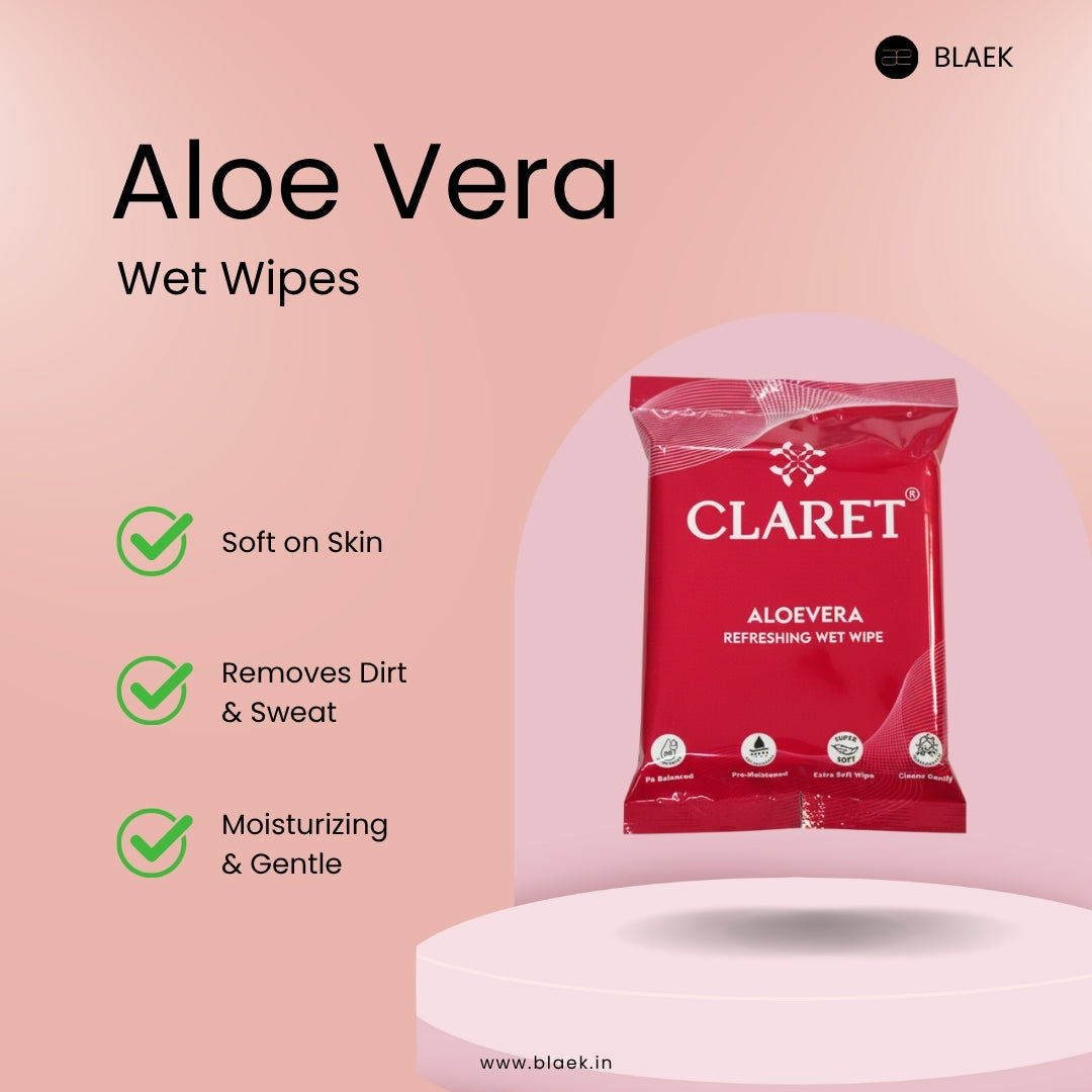 Wet wipe included in 1-Day Period Kit for freshness and hygiene during menstruation.