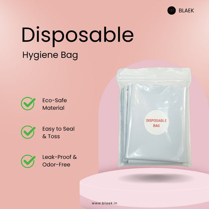Disposable bag from 1-Day Period Kit for hygienic disposal of pads and sanitary items.