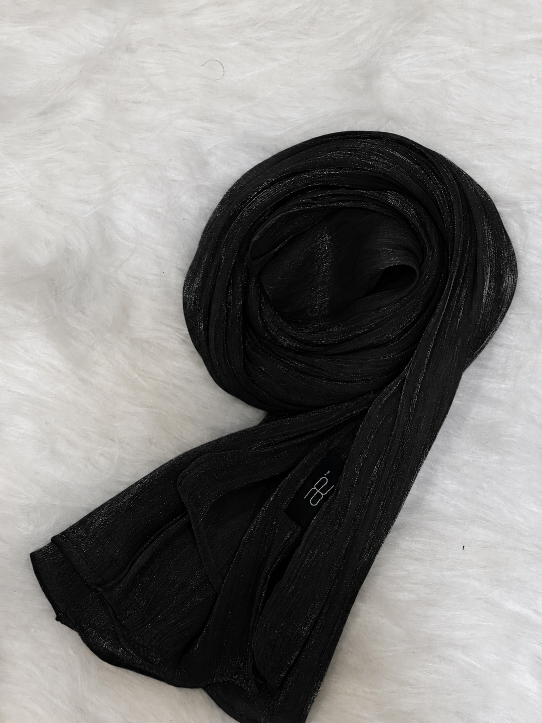 Black shimmer hijab with soft lightweight textured fabric