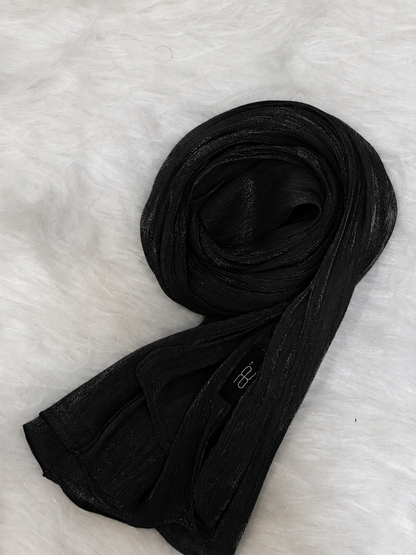 Black shimmer hijab with soft lightweight textured fabric