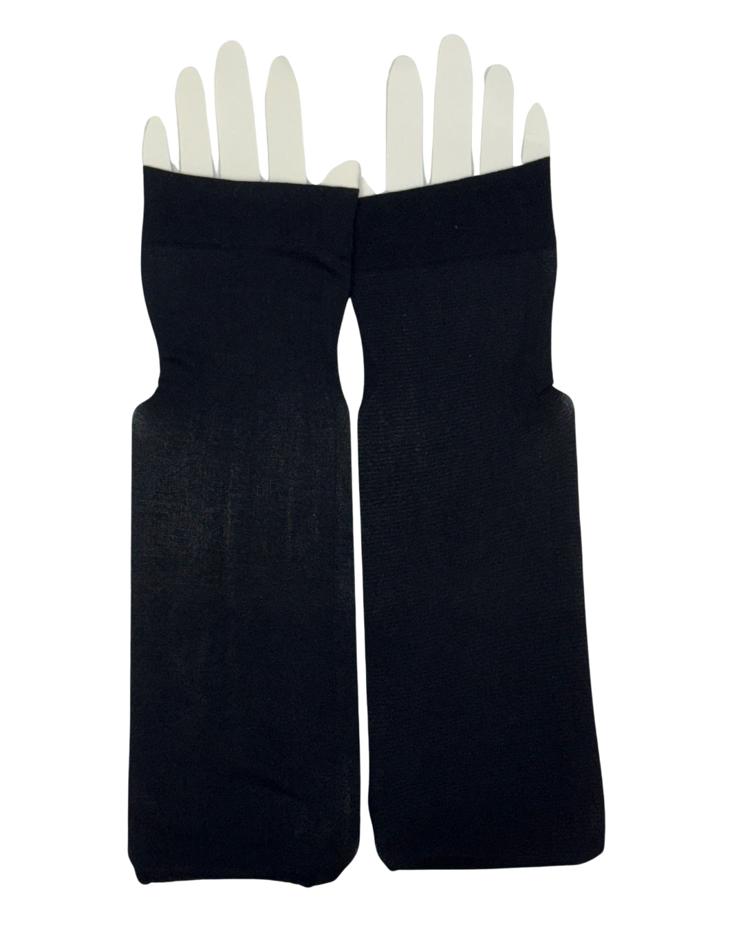 Pair of black sleeve extenders made from soft, breathable fabric.