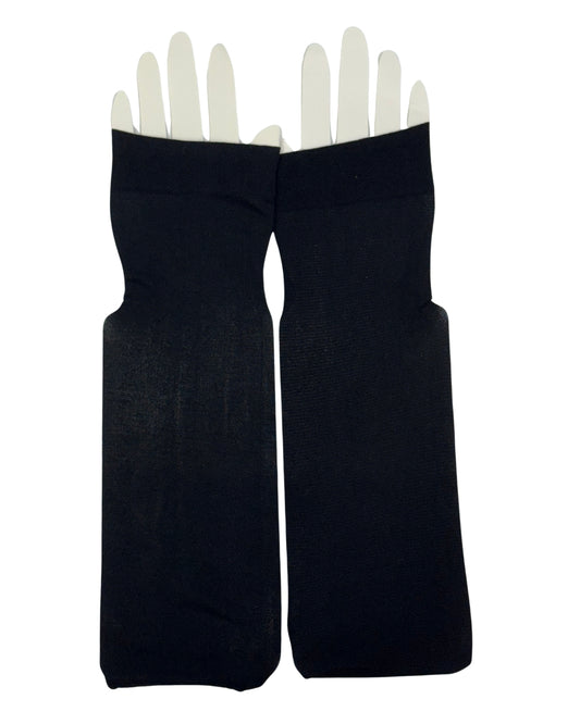 Pair of black sleeve extenders made from soft, breathable fabric.