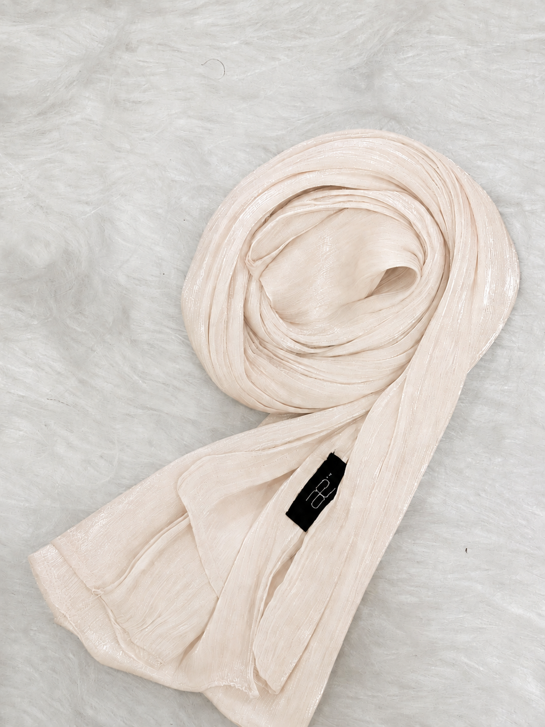 Blush Cream shimmer hijab with soft lightweight textured fabric
