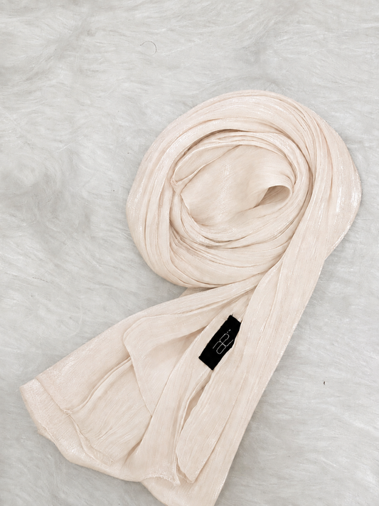 Blush Cream shimmer hijab with soft lightweight textured fabric
