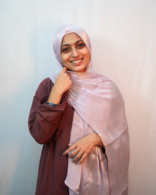 Blush pink shimmer hijab soft chiffon modest scarf elegant women's hijab style
