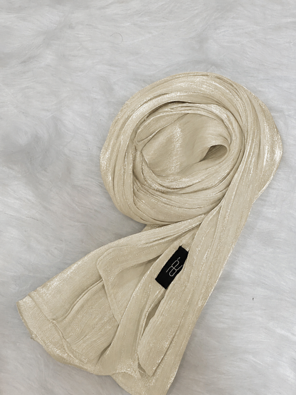 Cannoli Cream shimmer hijab in lightweight textured shimmer fabric