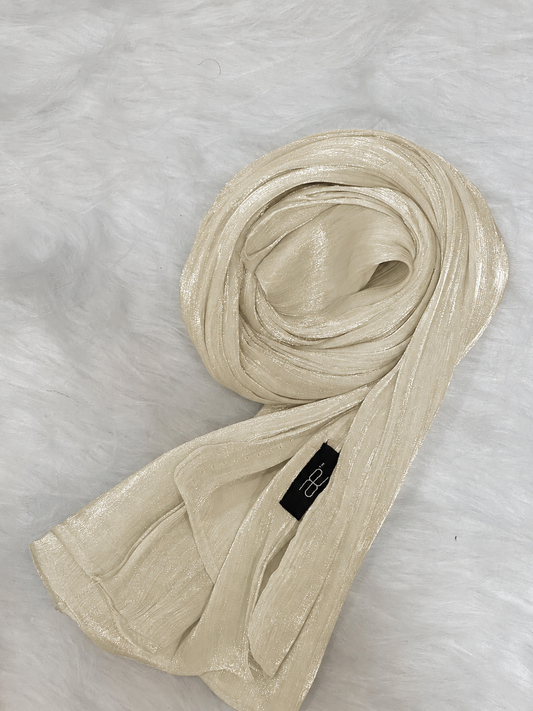 Cannoli Cream shimmer hijab in lightweight textured shimmer fabric