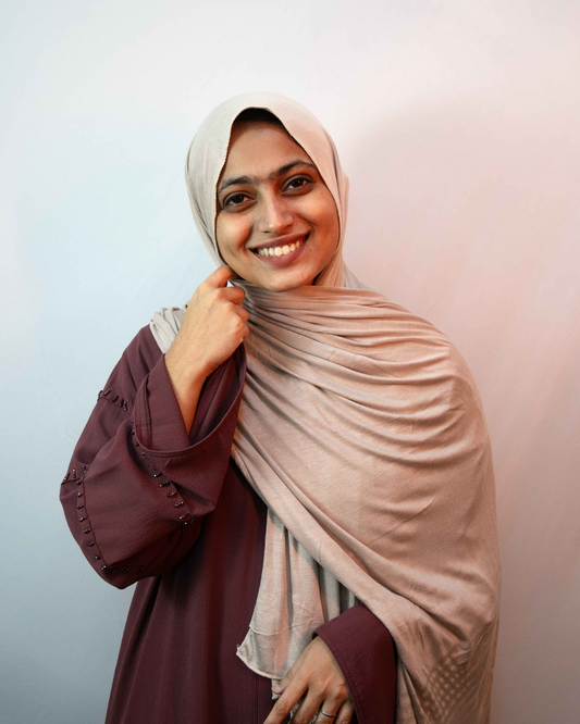 Champagne Beige Jersey Hijab soft stretch modest hijab scarf front view