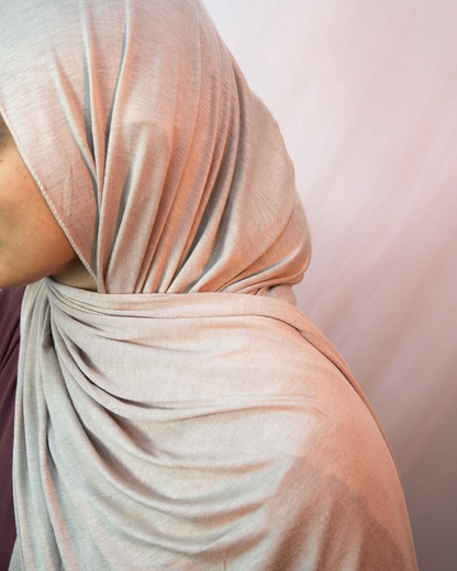 Champagne Beige Jersey Hijab close up soft jersey texture modest hijab scarf