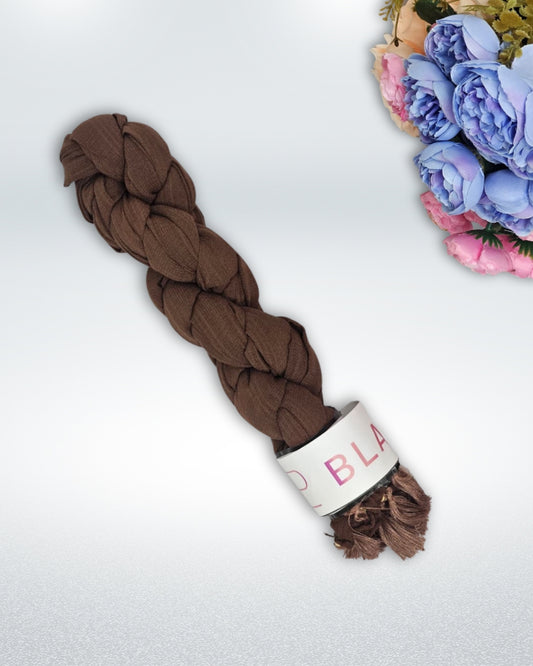 Chocolate Brown cotton hijab with tassel ends, lightweight breathable fabric for modest daily wear and versatile styling.