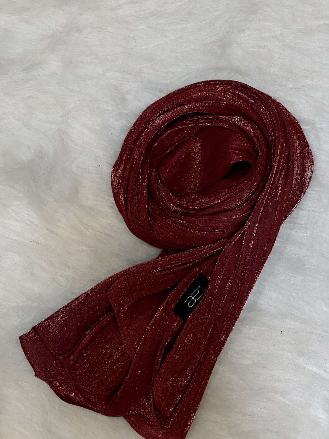 Dark Burgundy shimmer hijab in lightweight textured shimmer fabric