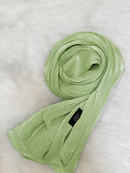 Dark Sea Green shimmer hijab in lightweight textured shimmer fabric