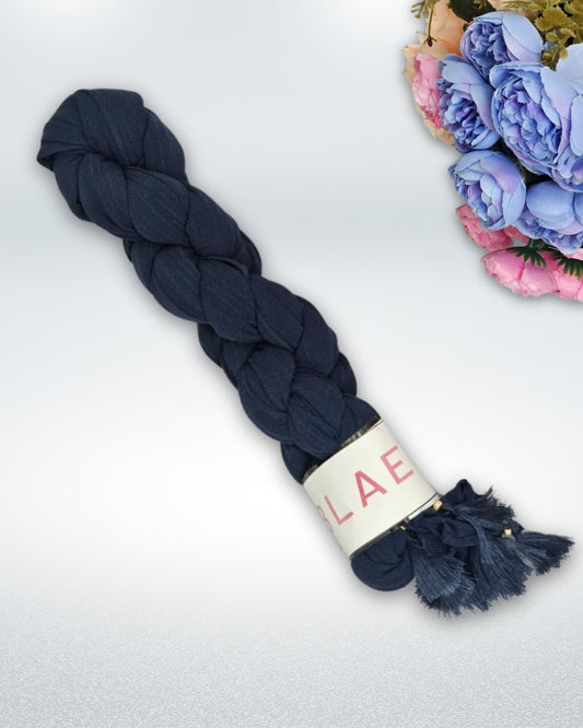 Deep Navy cotton hijab with tasseled ends, lightweight breathable fabric ideal for everyday wear and modest styling.