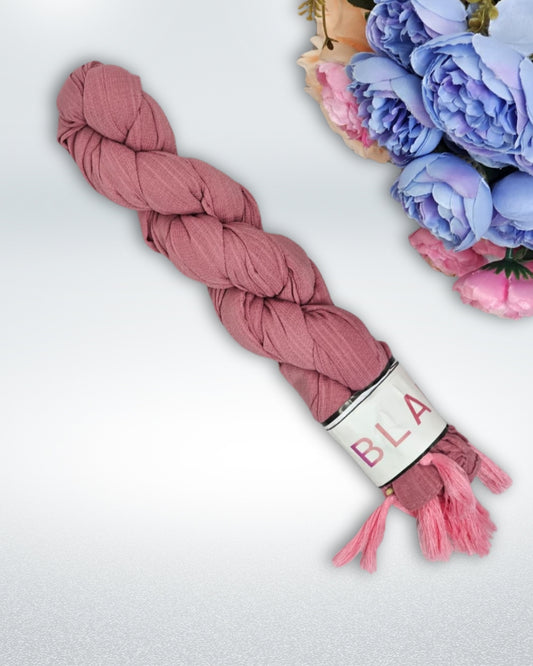 Dusty Rose cotton hijab with tassel ends, lightweight and breathable for daily wear.