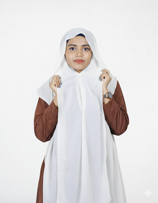 Slider Mag Hijab - White with Black Cap