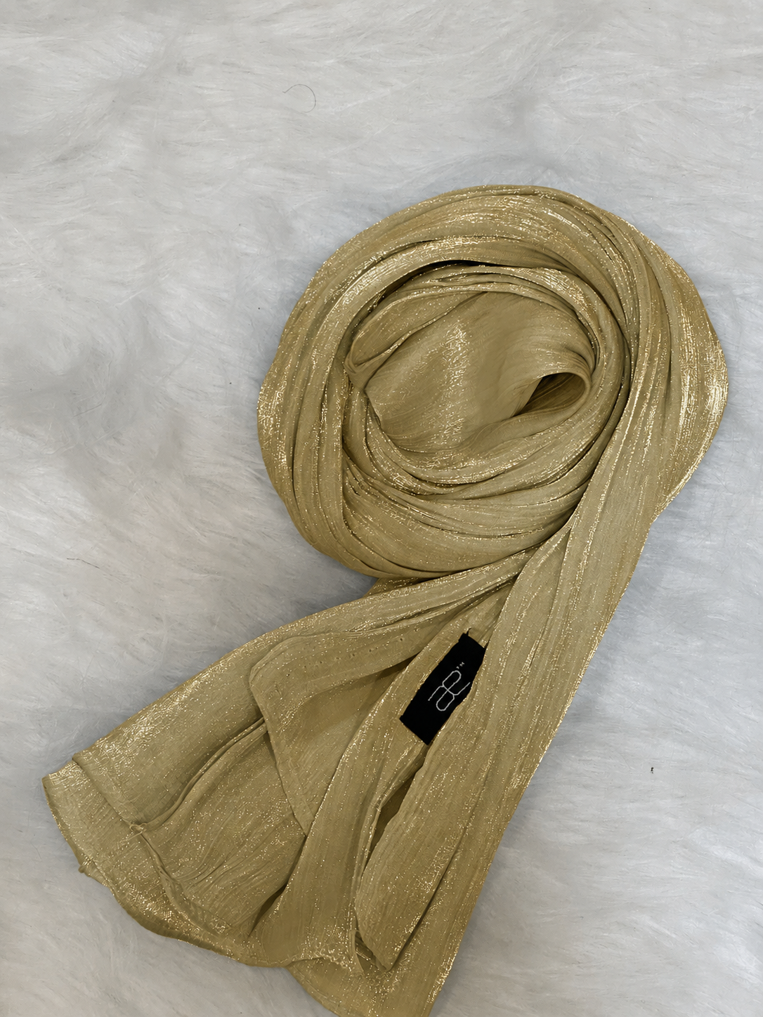 Golden Olive shimmer hijab with soft lightweight textured fabric