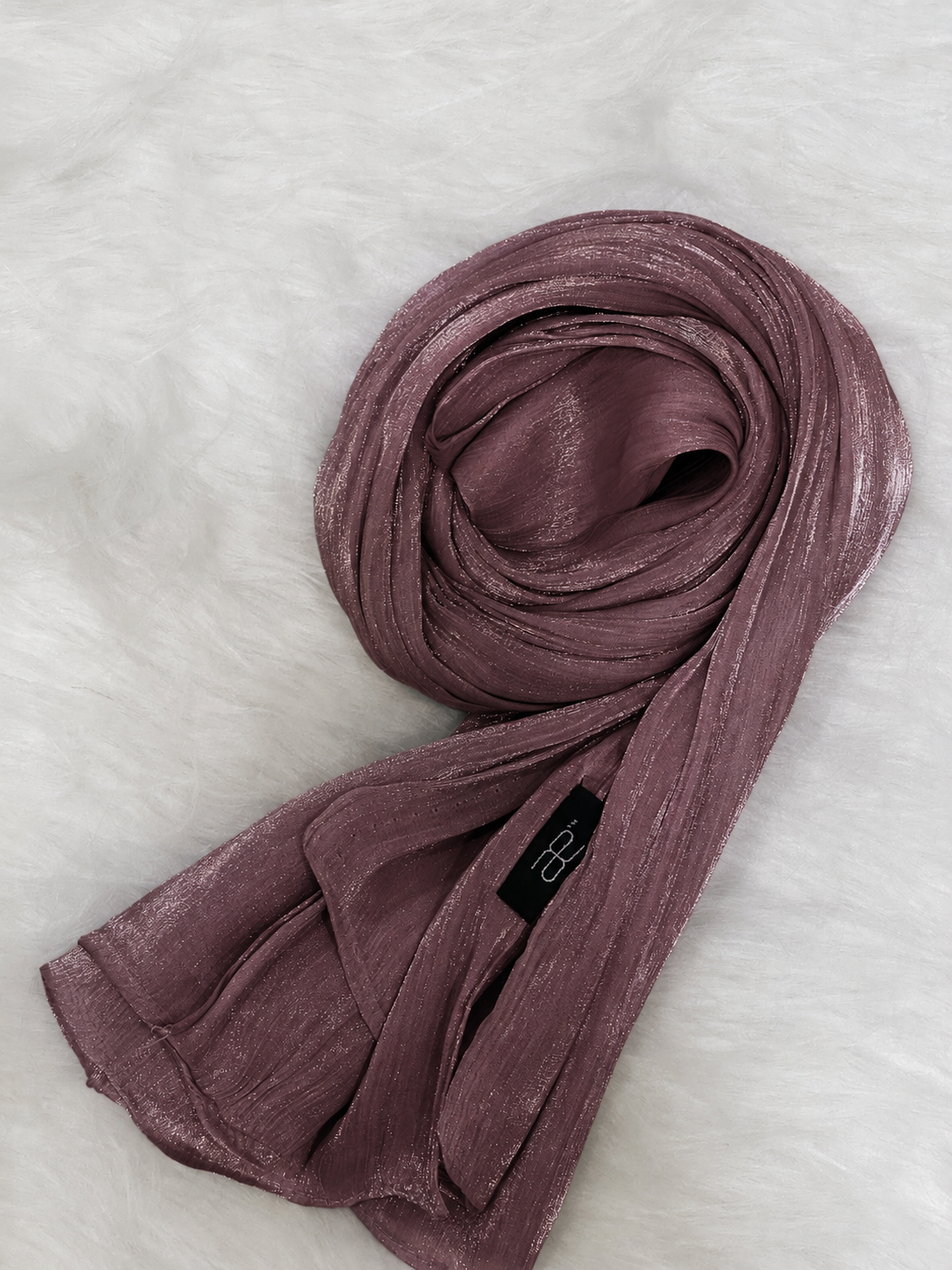 Grape shimmer hijab with soft lightweight textured fabric