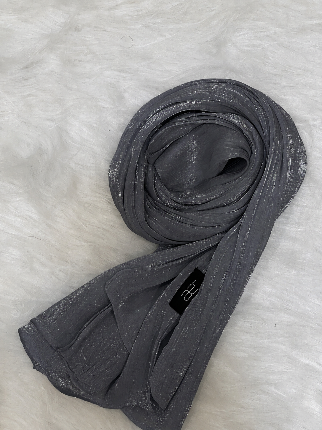 Graphite shimmer hijab with soft lightweight textured fabric