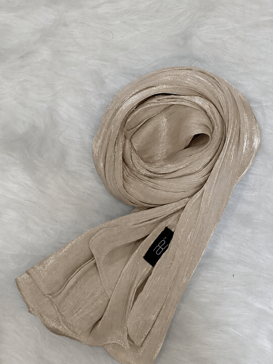 Khaki shimmer hijab with soft lightweight textured fabric