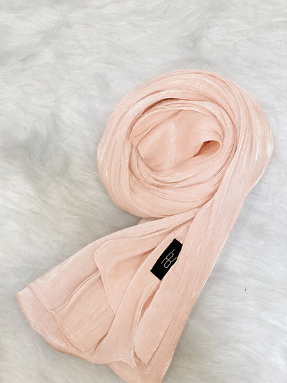 Light Salmon shimmer hijab with soft lightweight textured fabric