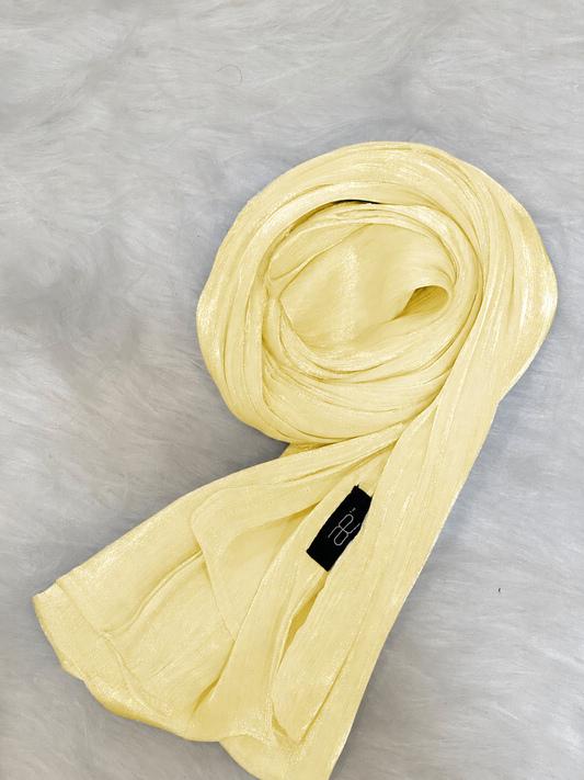 Light Yellow shimmer hijab with soft lightweight textured fabric