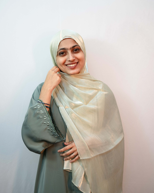 Mint green shimmer hijab soft lightweight fabric modest fashion elegant drape