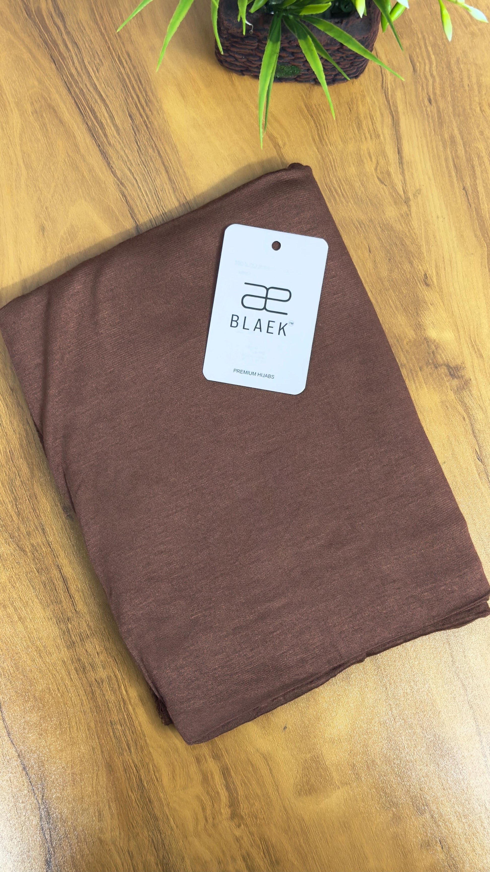 Earthy mocha hijab in stretchable jersey fabric.