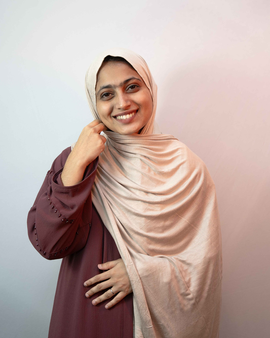 Peach nude jersey hijab soft stretch modest scarf breathable comfortable fabric
