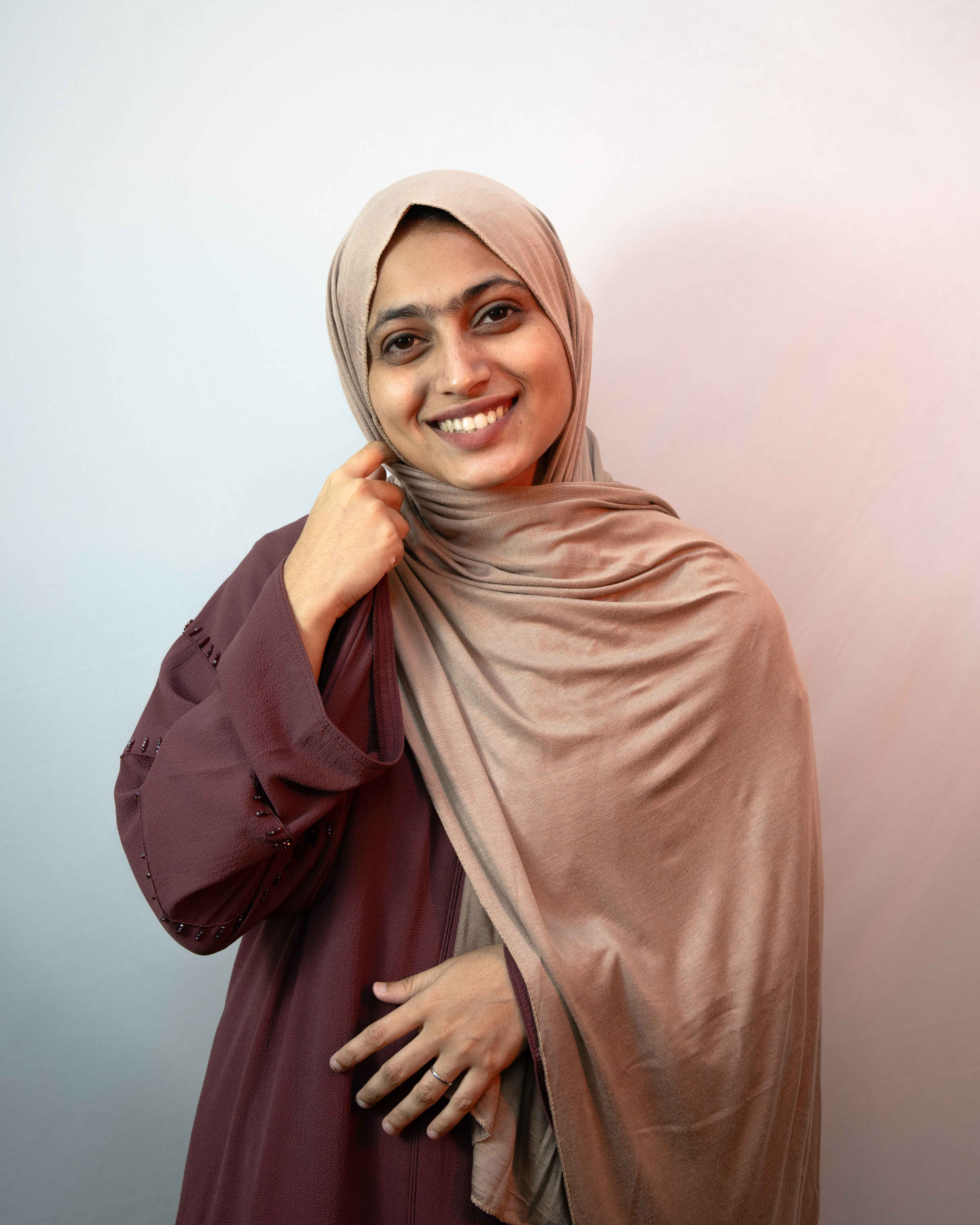 Taupe brown jersey hijab soft stretch fabric modest everyday hijab for women