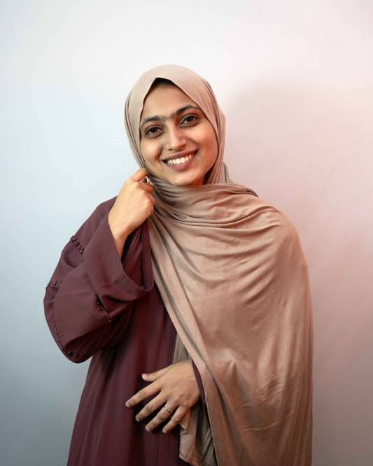 Taupe brown jersey hijab soft stretch fabric modest everyday hijab for women