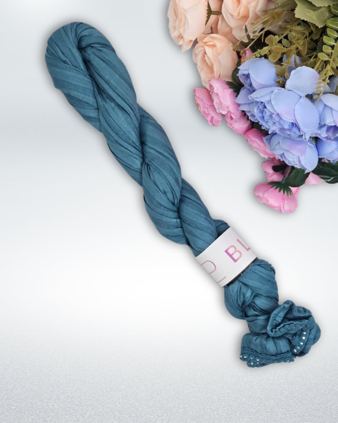 Teal blue cotton shawl with soft lightweight fabric and embellished fringe edges – breathable and elegant for daily or festive wear.
