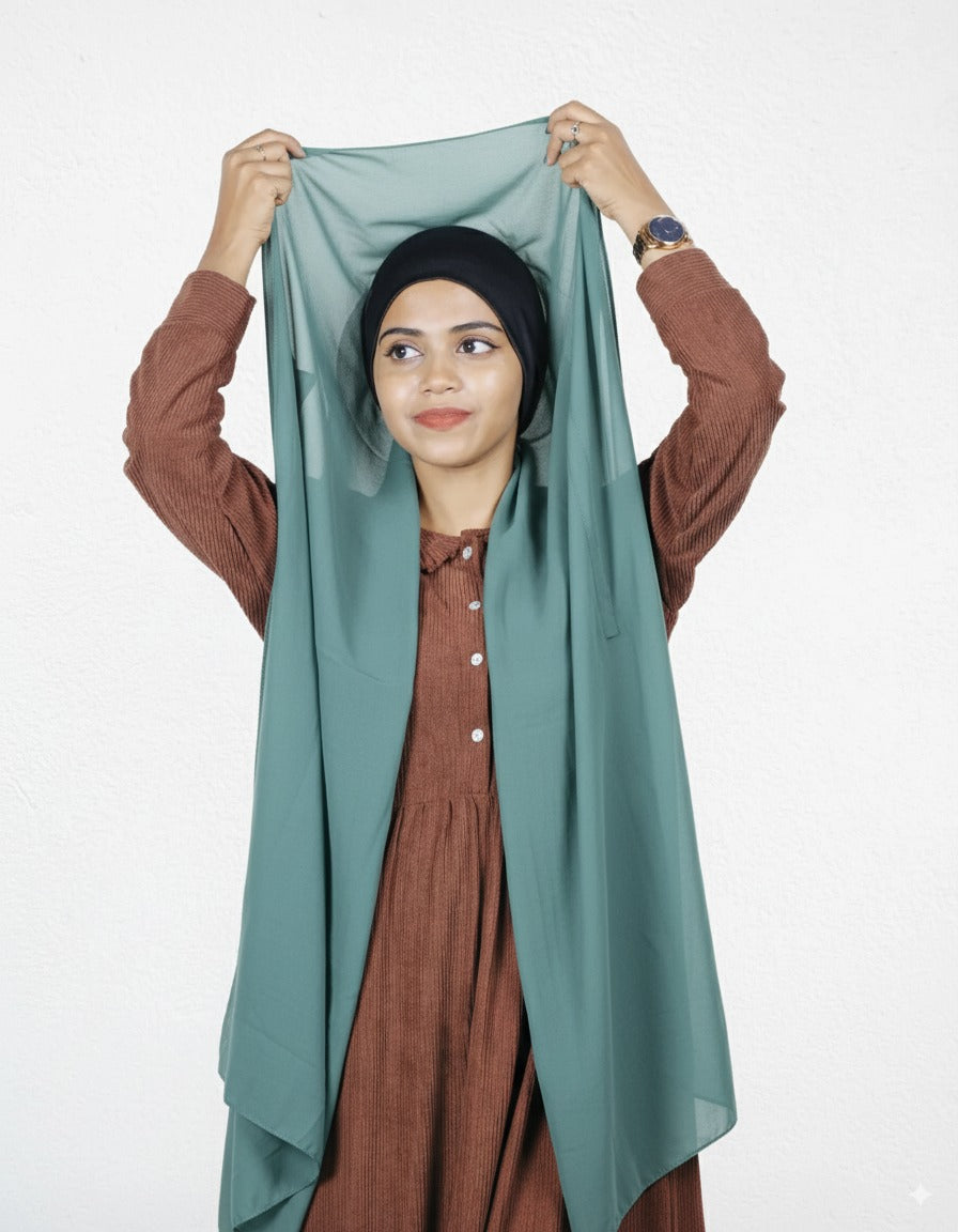 Instant Hijab -  Mint Green with Black Cap