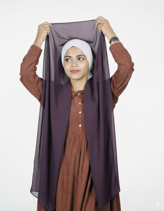Instant Hijab -  Eggplant with White Cap