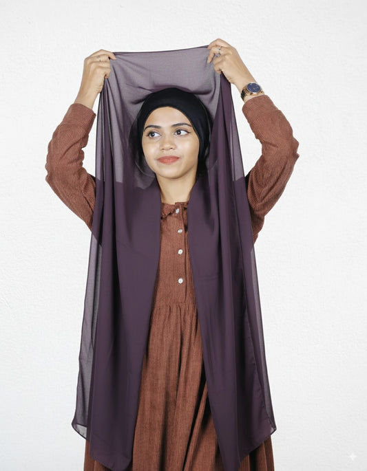 Instant Hijab -   Eggplant with Black Cap