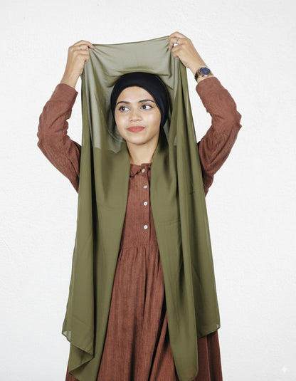 Instant Hijab - Olive Green with Black Cap