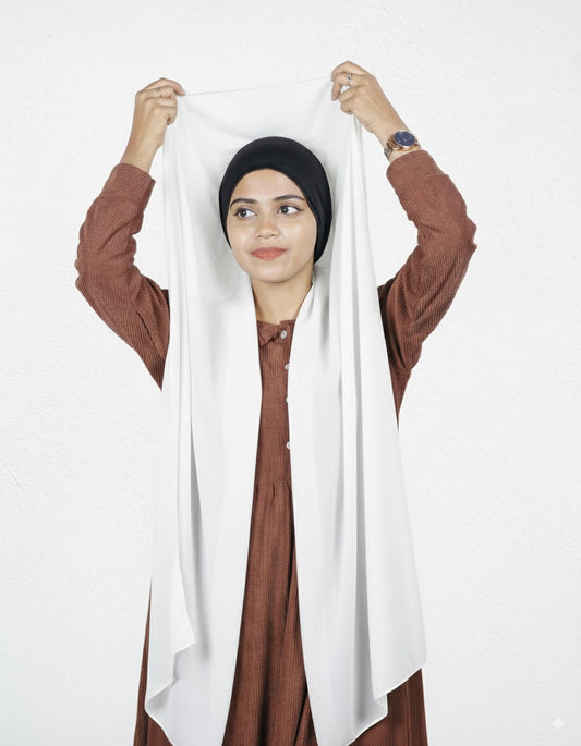 Instant Hijab -  White with Black Cap