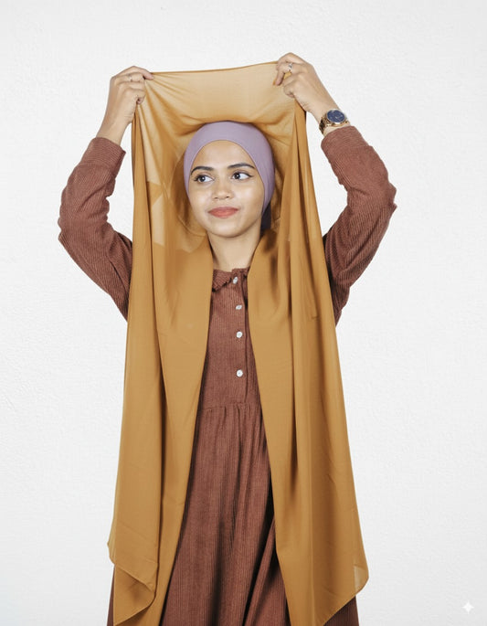 Instant Hijab -  Mustard with Lavender Cap
